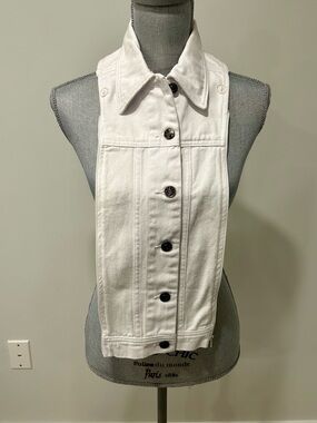 Veronica Beard White Button-Front Denim Dickey